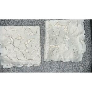 American Linen Ivory Pillow Cushion Covers Set Of 2 Floral Cutouts Cottage Core